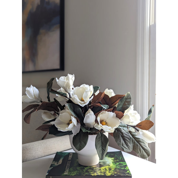 Primrue Silk Magnolia Arrangement In Vase Wayfair   Silk Magnolia Arrangement In Vase 